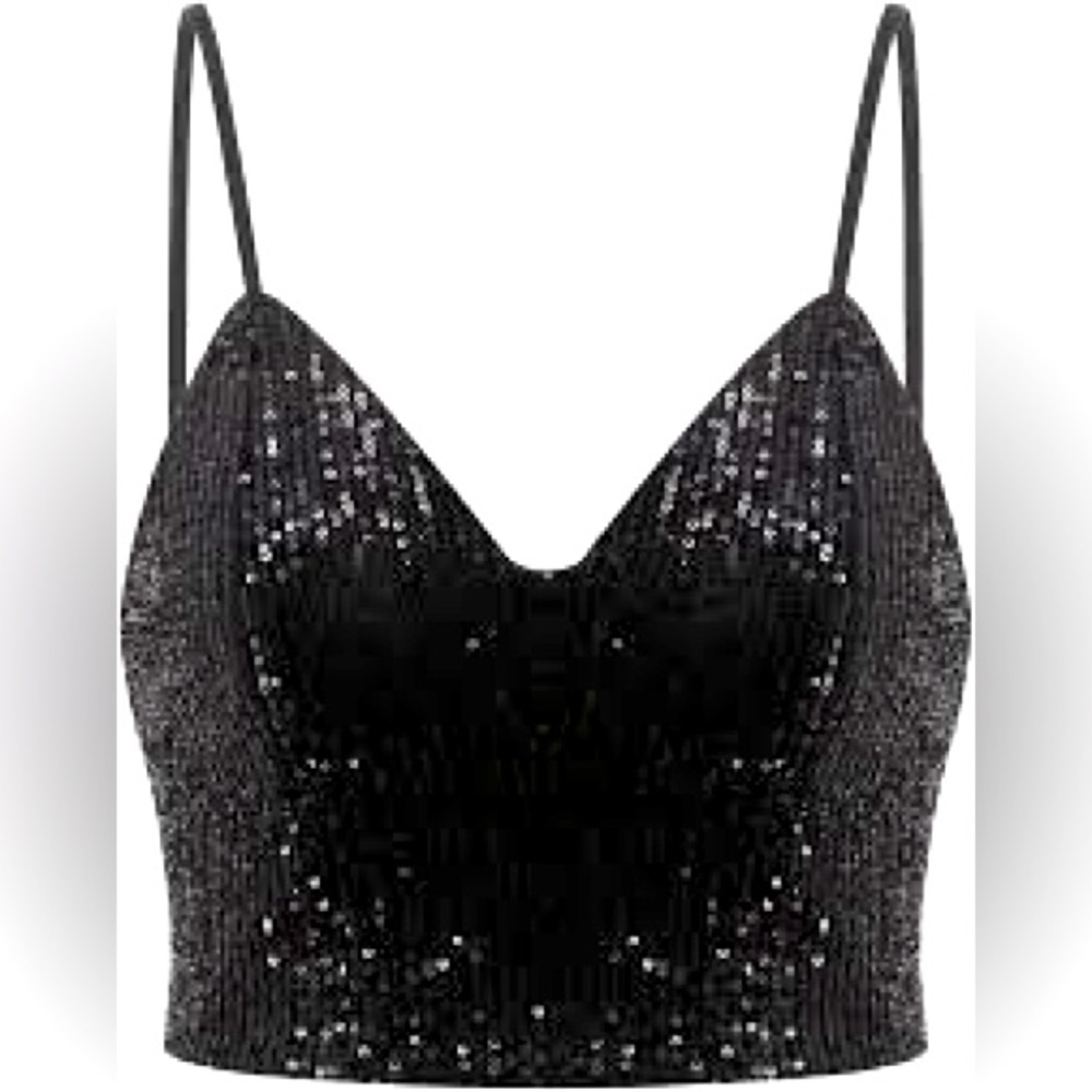 Sequin Spaghetti Strap Crop Top